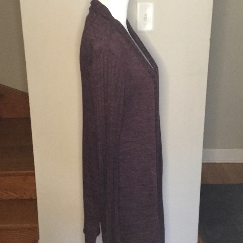 Purple Long Open Front Cardigan Sweater - Picture 3 of 7